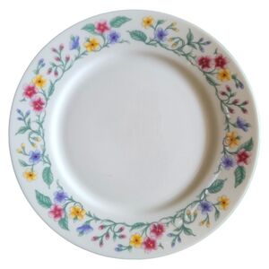 1 Vtg Salad Dessert Plate Excel Caprice (Green Trim) Floral EXCEL China